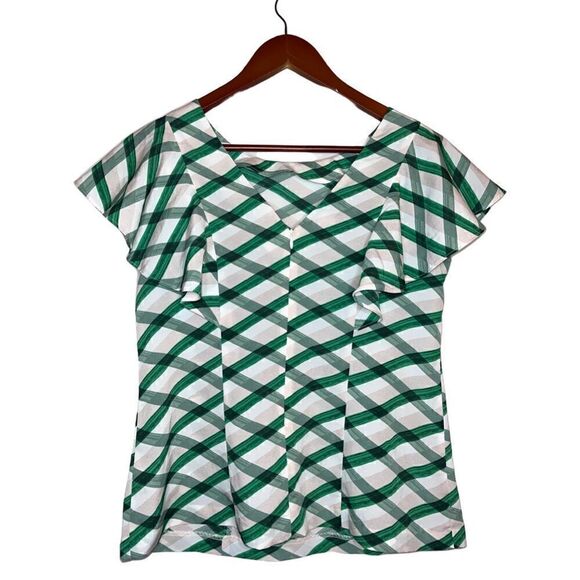 BANANA REPUBLIC Butterfly Sleeve Geometric Print Top Size 4P - Picture 2 of 11